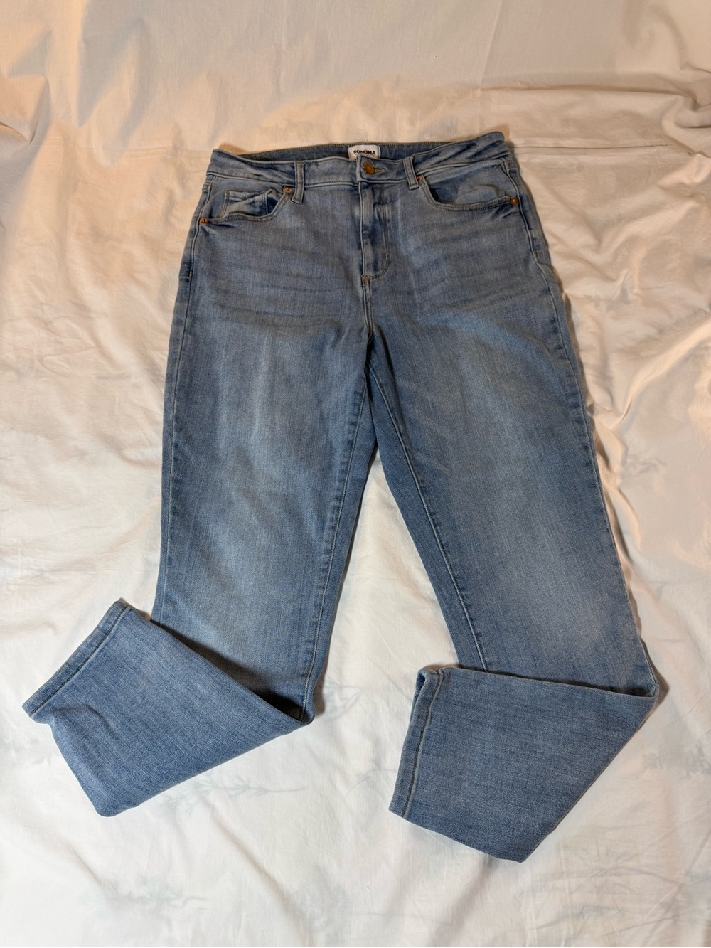 Women’s Light Blue Mid-Rise Straight Jeans from Sonoma